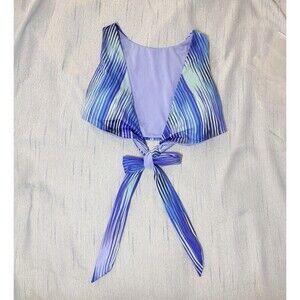 Athleta Ibiza Convertible Wrap Blue Bikini Swim Top Size Small Removeable Pads
